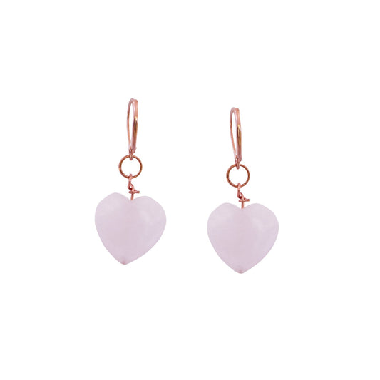Rose Quartz Rose Gold Vermeil Earrings, Heart Gemstone Earrings, Bloom Collection | by nlanlaVictory