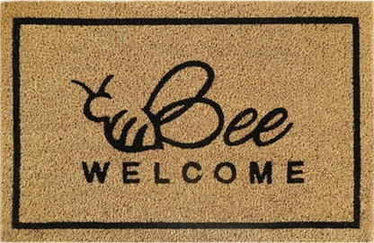 Doormat 60cm x 40cm - 'Bee Welcome' - Absorbent Coir Mat for Indoor/Outdoor-0