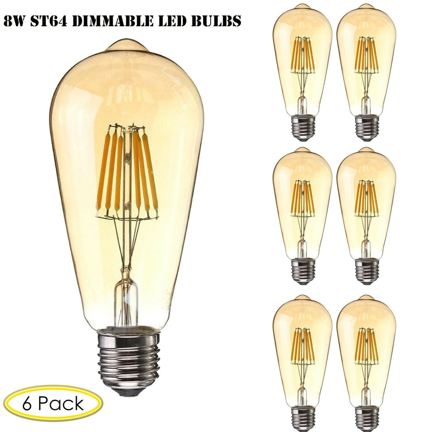 6PCS LED Light Bulbs Filament Antique Bulb Light 4W/6W/8W~2317