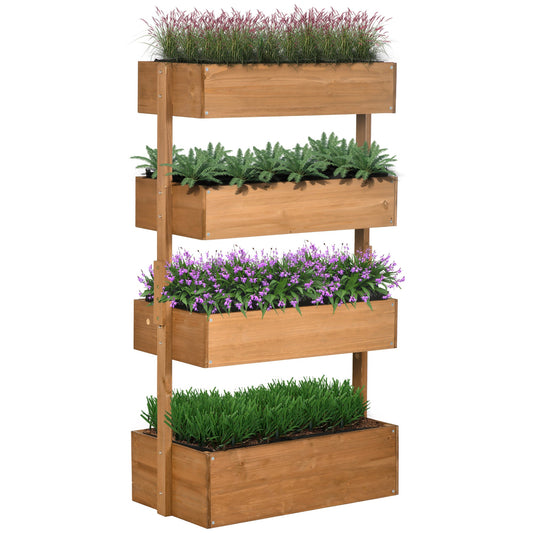 4 Tier Raised Garden Bed Planter - Fir Wood Vertical Plant Stand-0