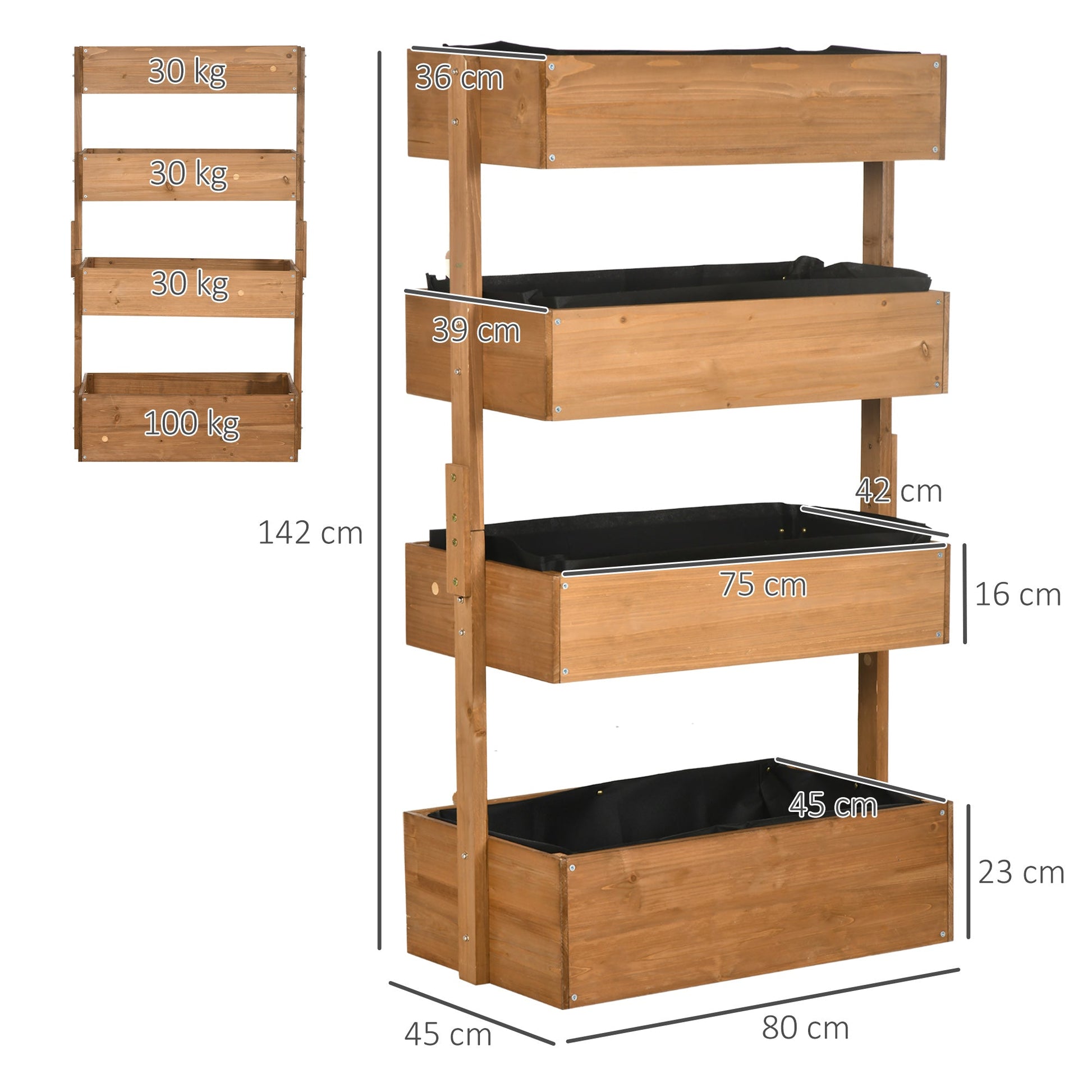4 Tier Raised Garden Bed Planter - Fir Wood Vertical Plant Stand-2