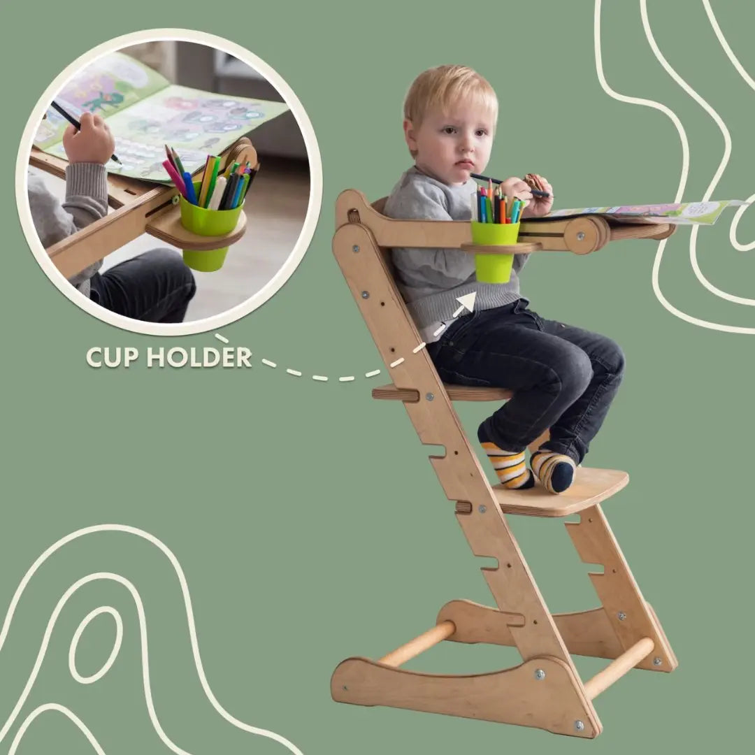 Growing Chair for Kids - Kitchen Helper with Tabletop – Beige-2