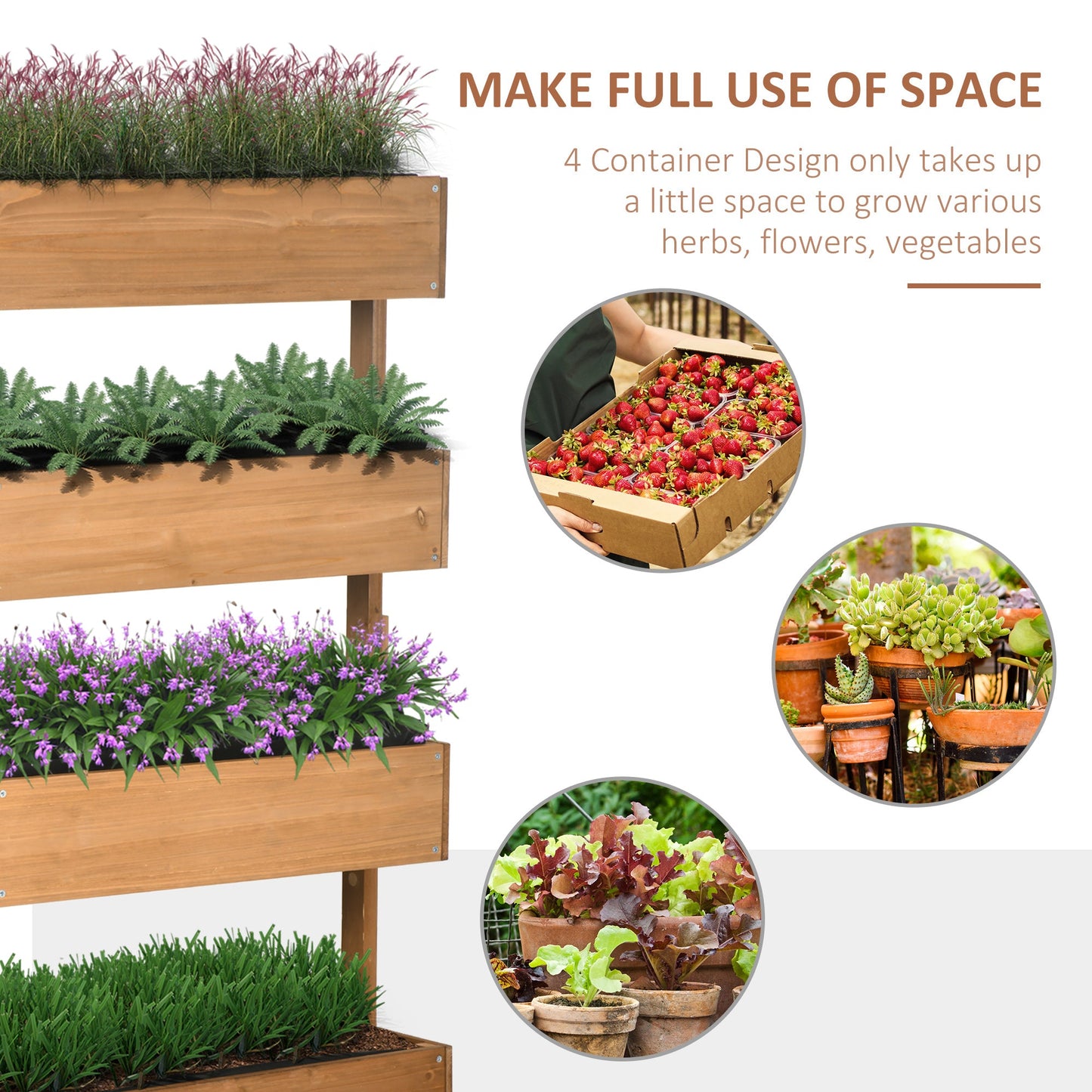 4 Tier Raised Garden Bed Planter - Fir Wood Vertical Plant Stand-3
