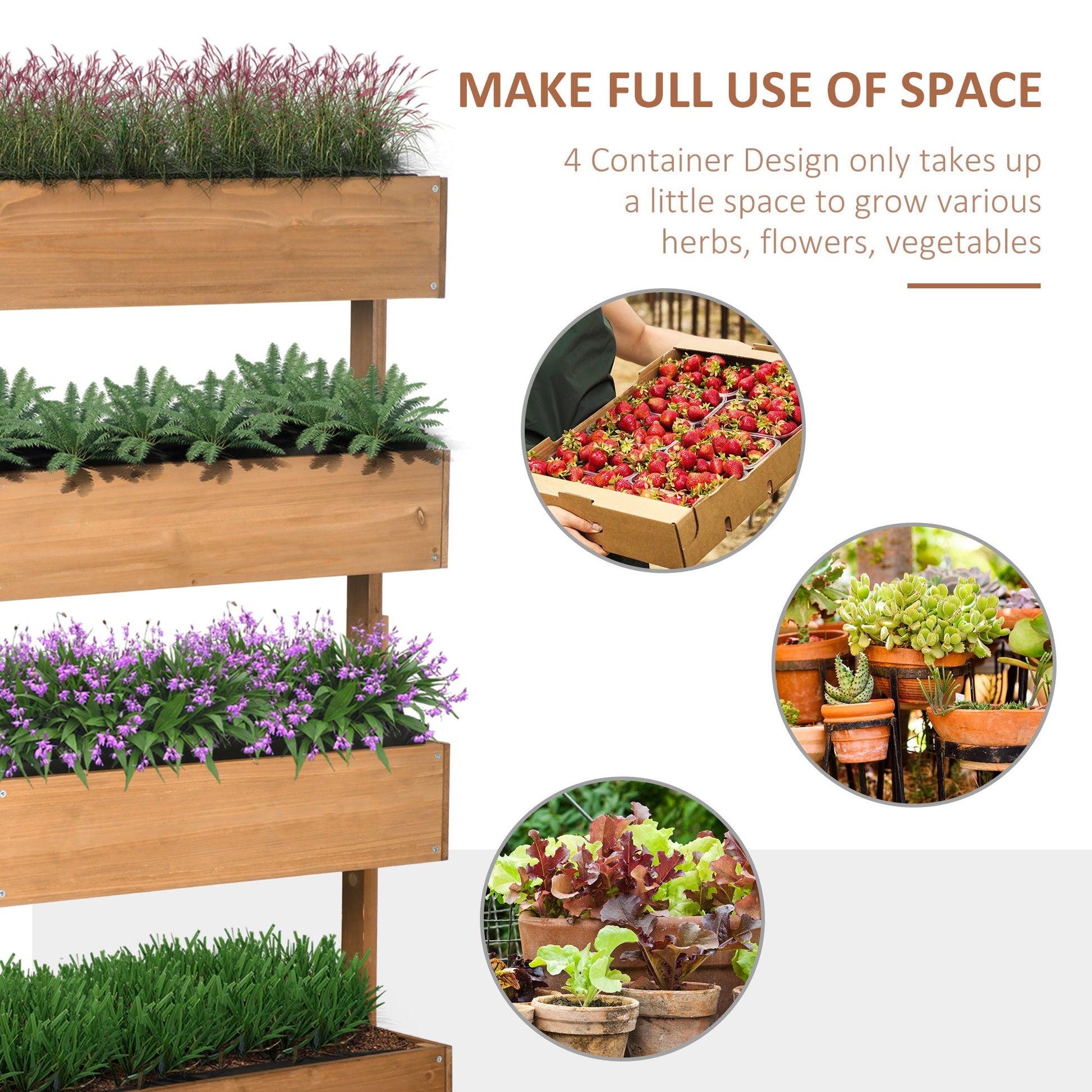 4 Tier Raised Garden Bed Planter - Fir Wood Vertical Plant Stand-3