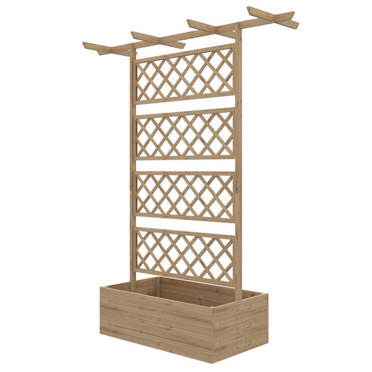 Wooden Raised Garden Bed with Trellis and Roof - Natural Tone-0