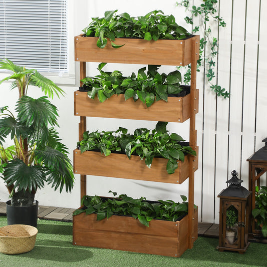 4 Tier Raised Garden Bed Planter - Fir Wood Vertical Plant Stand-1