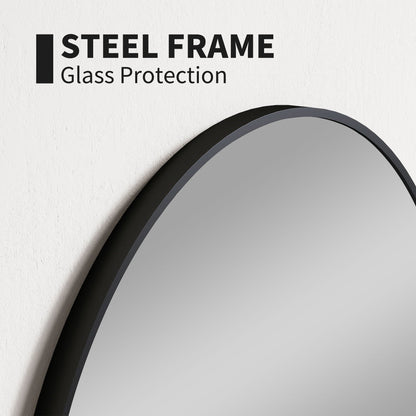 Round Bathroom Mirror, 70 x 70cm Steel Framed Wall Mirror, Decorative Mirror for Bedroom, Living Room, Entryway, Black-3