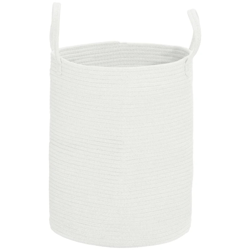 HOMCOM 36L Cotton Rope Laundry Basket, with Handles in Cream White-0