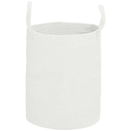 HOMCOM 36L Cotton Rope Laundry Basket, with Handles in Cream White-0