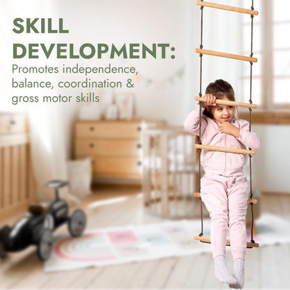 3in1 Swing Set: Disc rope swing + Gymnastic rings + Rope ladder-4