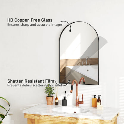60 x 90cm Arched Home Mirror - Black-4