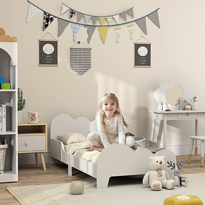 Cloud-Themed Toddler Bed Frame with Safety Rails, 143.5 x 74.5 x 56cm-1