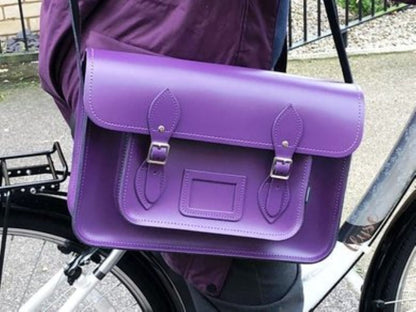 Handmade Leather Satchel - Purple-4