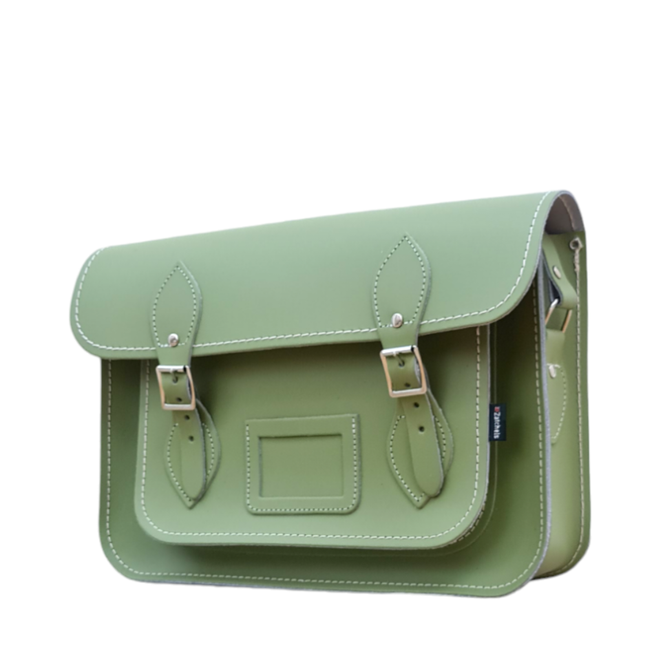 Handmade Leather Satchel - Sage Green-1