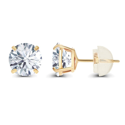2.50 CTW Created Moissanite Stud Earrings in 14K Yellow Gold, Handcrafted in USA - F-G Color, VS Clarity