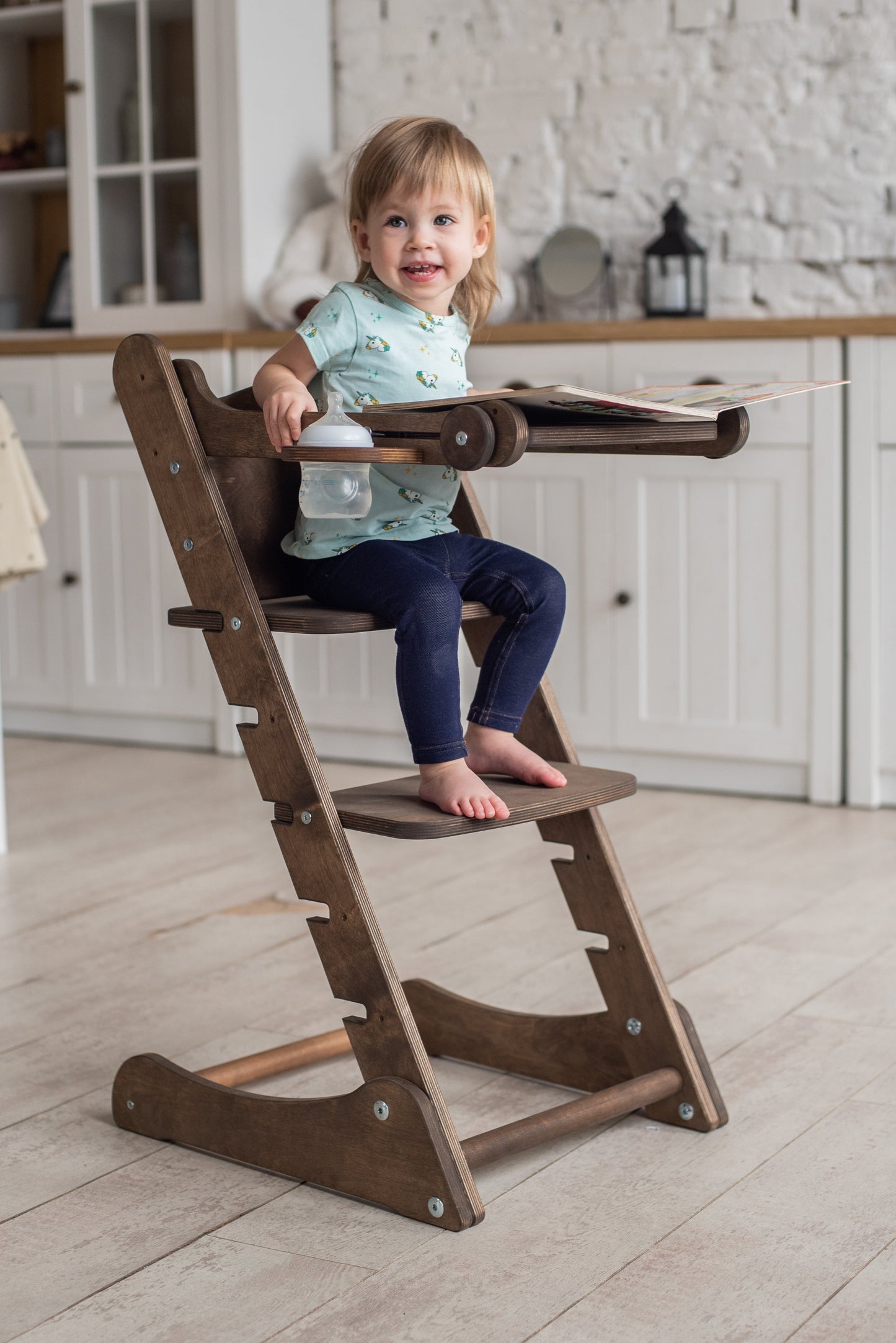 Growing Chair for Kids - Kitchen Helper with Tabletop – Beige-5