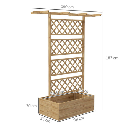 Wooden Raised Garden Bed with Trellis and Roof - Natural Tone-2