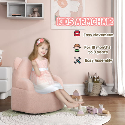 Kids Bear Shaped Armchair with Teddy Fleece - Pink-4